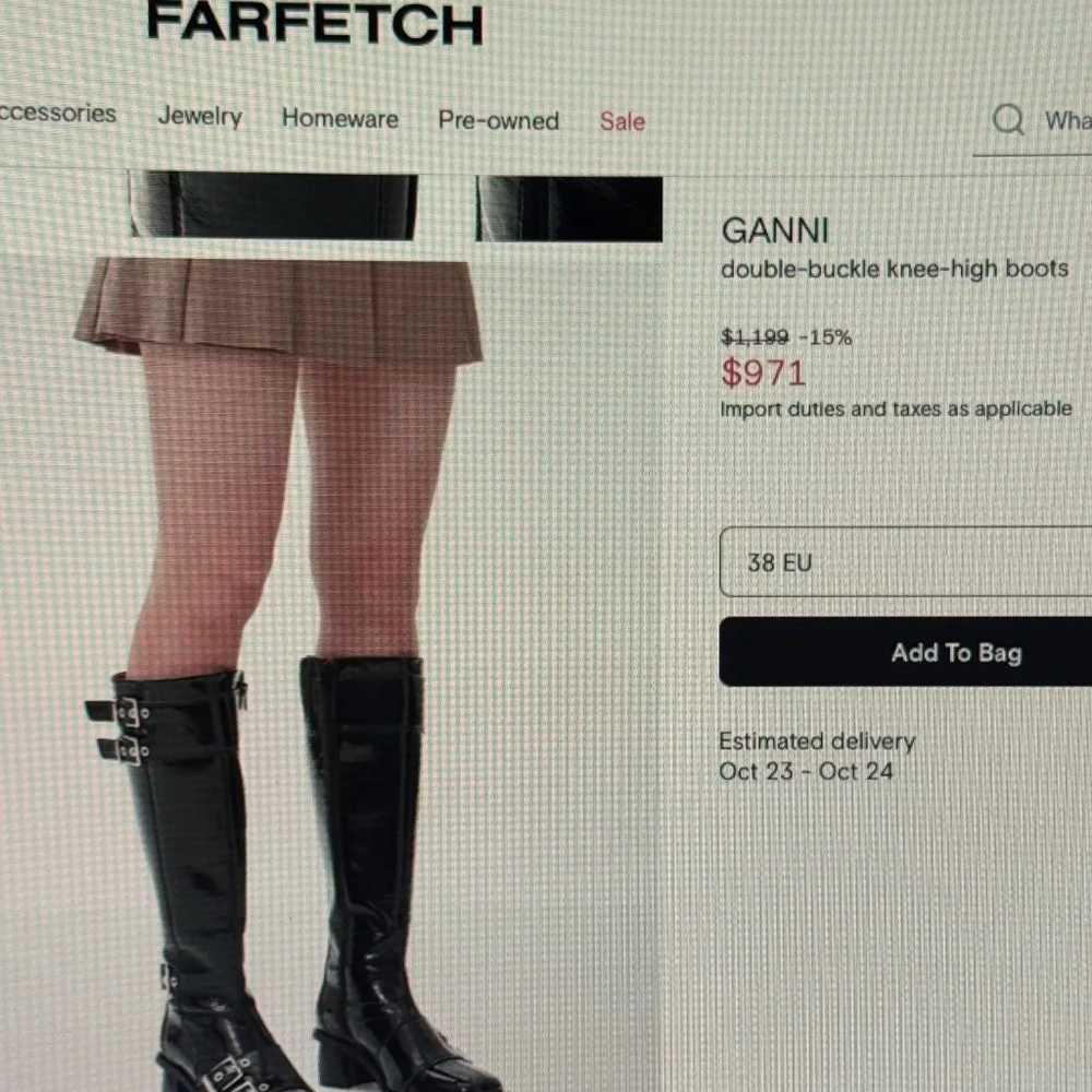 Ganni Black Patent Leather Knee-High Buckle Boots - Picture 5 of 15